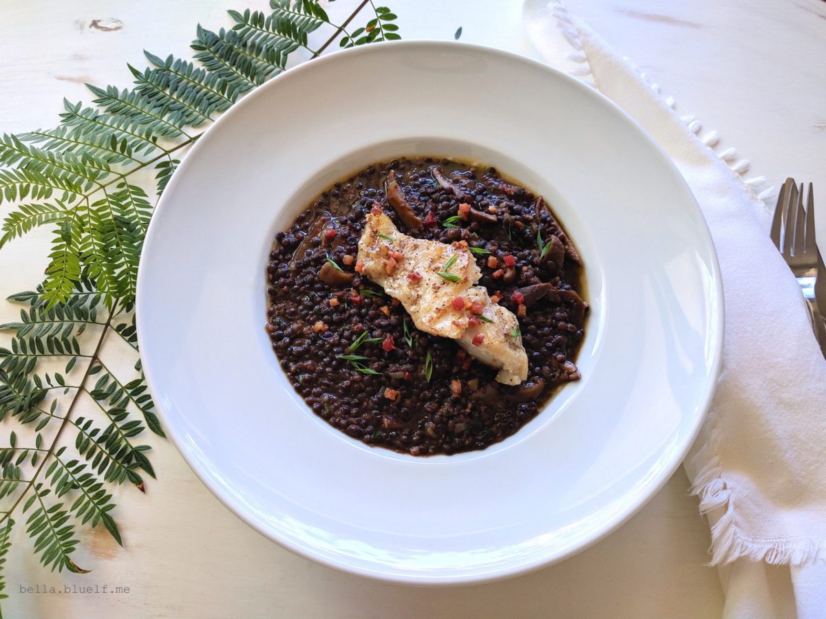 Recipe - Black Lentils with White Fish & Shiitake dried Mushrooms